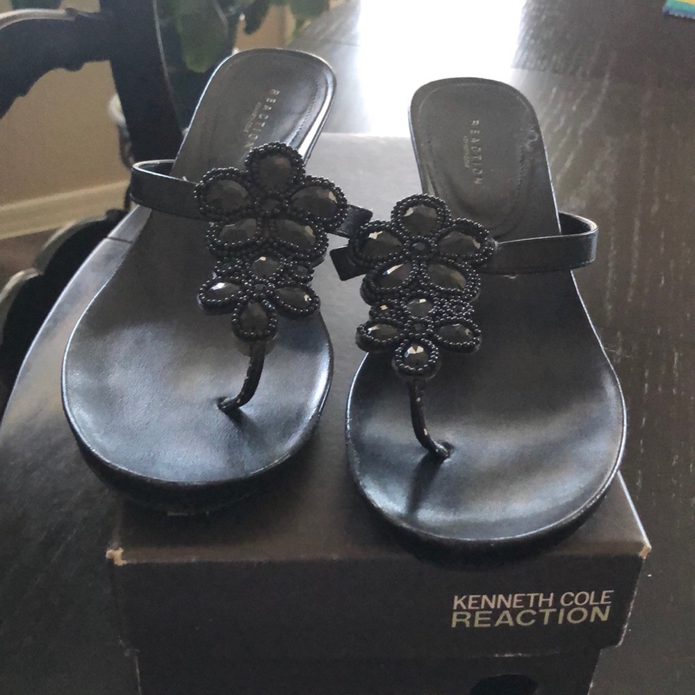 Kenneth Cole Reaction Black Sandal Heels - Picture 3 of 7
